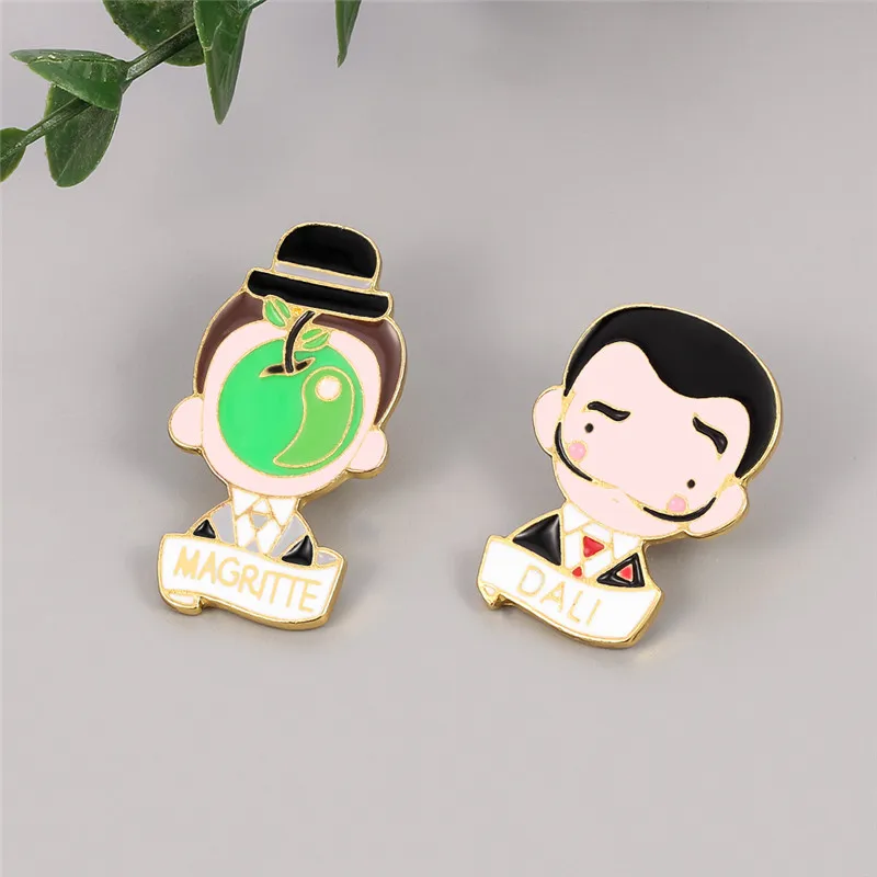 سلفادور دالي اللوحة بروش الفن مجردة اللوحة المينا دبوس بروش مجوهرات هدية التلبيب دبابيس الرجال النساء شارات