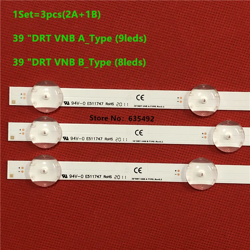 Bande de rétro-éclairage LED pour VESTEL 39 "DRT VNB a-type_REV0.2 type B LUX01390001 VES390UNDA-2D-N11 LT-39C770 T390HVN04.0 FIN39FHD440