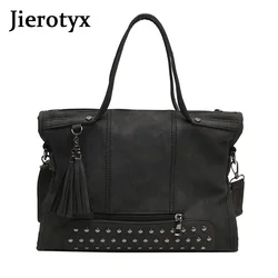 JIEROTYX New Fashion Leather Women Bags Simple Shoulder Bag 2020 Handbags Luxury Female Casual Big Tote Vintage Shoulder Bags