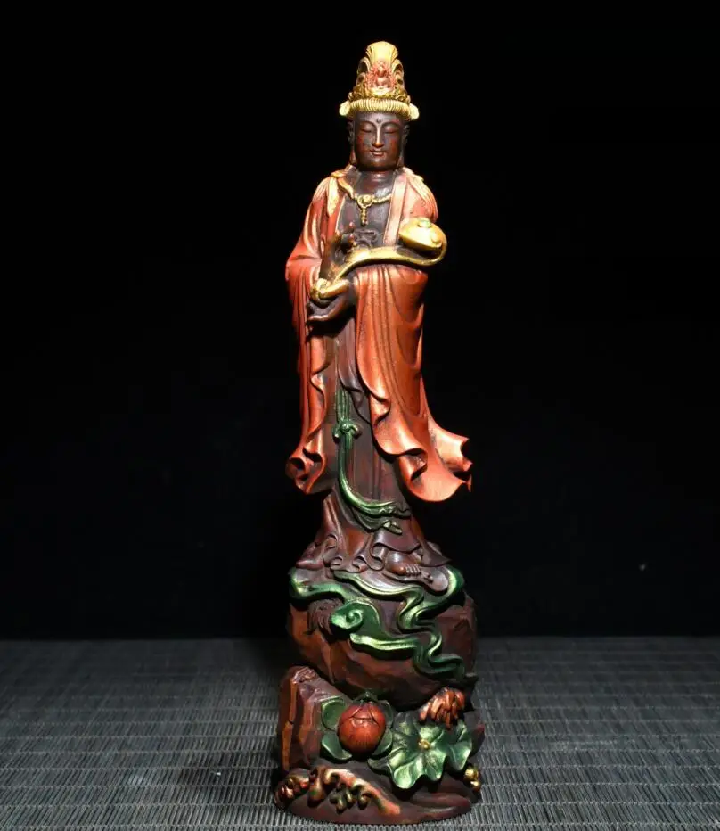 

Archaize seiko Hand-carved boxwood Ruyi Guanyin bodhisattva consecrate Buddha decoration crafts statue