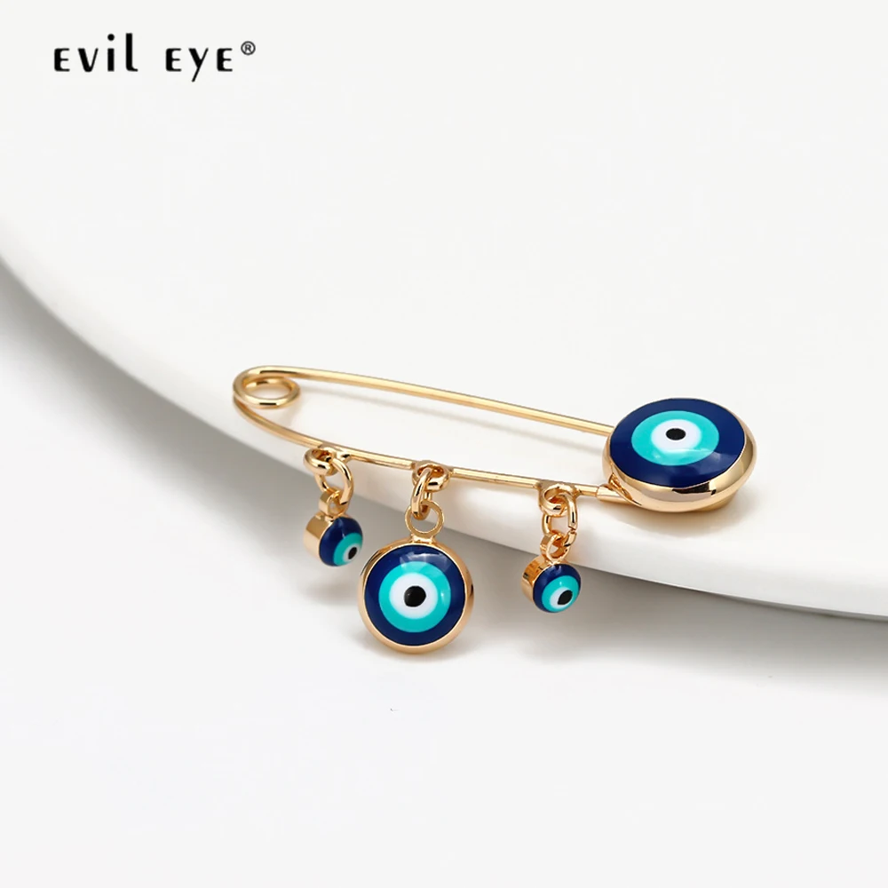 EVIL EYE Ladybug Blue Turkish Evil Eye Charm Brooch Pin Copper Gold Silver Color Brooch for Women Girls Fashion Jewelry BE63