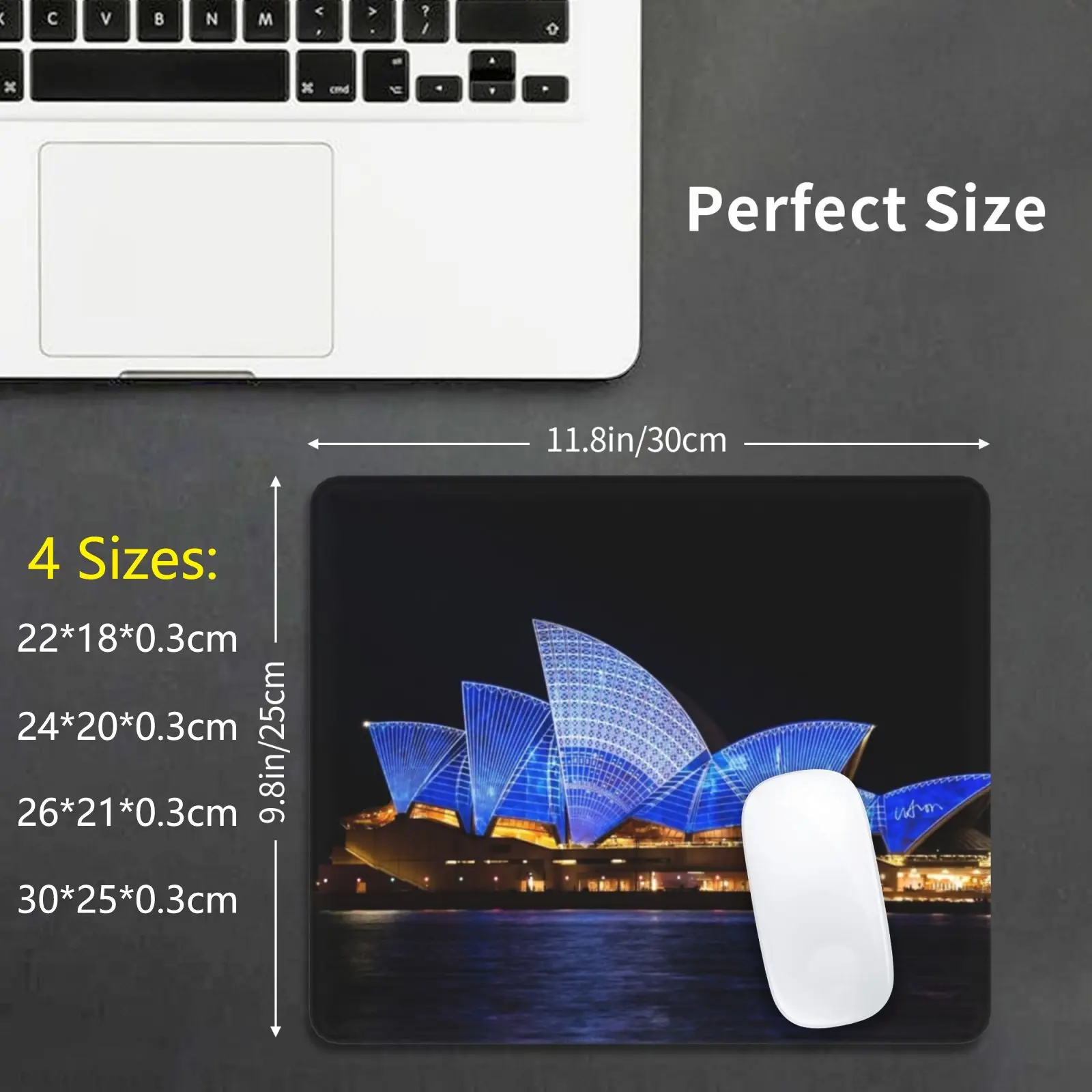 Sydney Opera Mouse Pad DIY Print Sydney Opera House Laustralie Sydney Harbor Bright Light Show Sydney