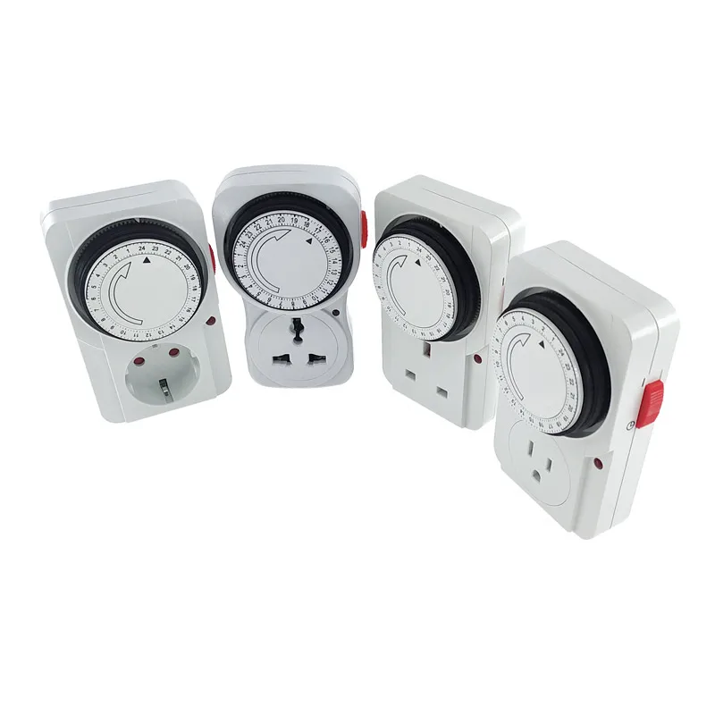 24 Hour Cyclic Timer Switch Kitchen Timer Outlet Loop Universal Timing Socket Mechanical Timer 230VAC 3500W 16A UK EU CN US Plug