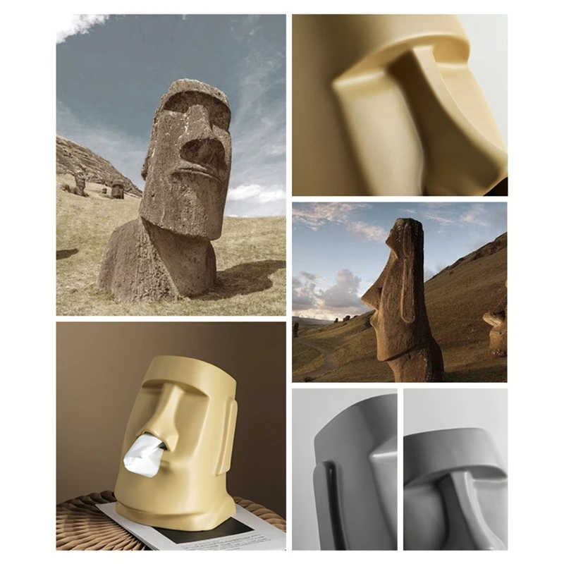 Imagem -04 - Suporte de Papel Criativo Ilha da Páscoa Moai Caixa de Tecido Estátua Pedra Figura Moai Caixa de Guardanapo 3d Higiênico Armazenamento de Papel Barra Organizador