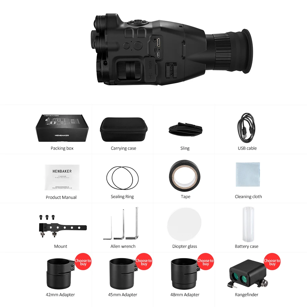 Imagem -06 - Night Vision Scope Monocular w Wifi App 200m Gama nv 940nm ir Night Vision Sight Caça Trail Câmera Telescópio