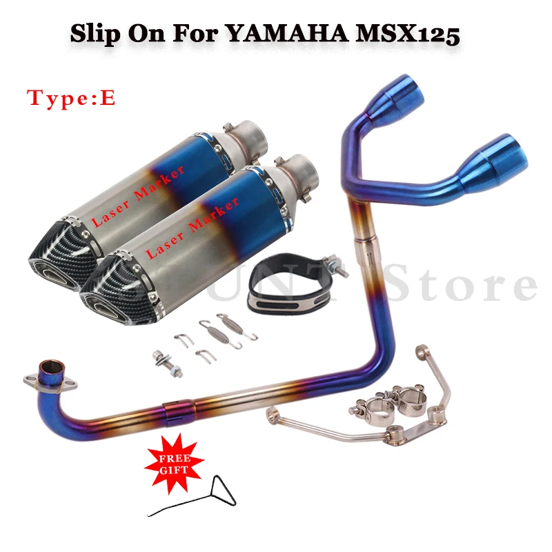 Motorcycle Exhaust Full System Modified Double Hole Escape Moto Muffler 51mm Front Middle Link Pipe For Honda MSX125 MSX 125