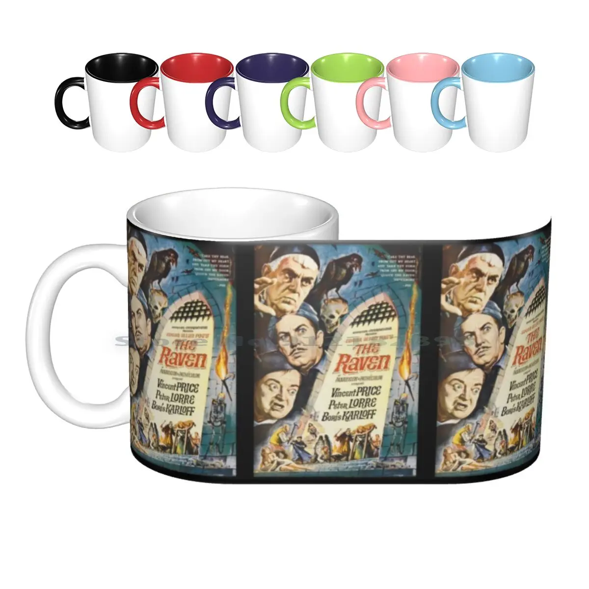 The Raven-Vincent Price , Boris , Peter Lorre. Ceramic Mugs Coffee Cups Milk Tea Mug Classic Horror Comedy Collection Edgar