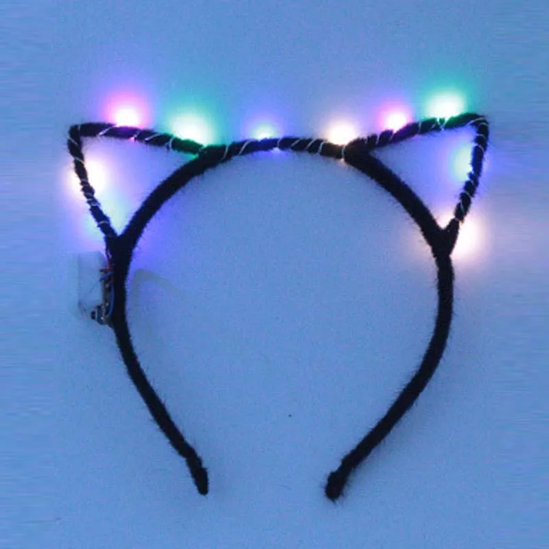 Girls Flashing LED Light Cute Cat Ears Hair Band Headband Party Hoop for Women Girl Role Play Animal     Wedding Festival