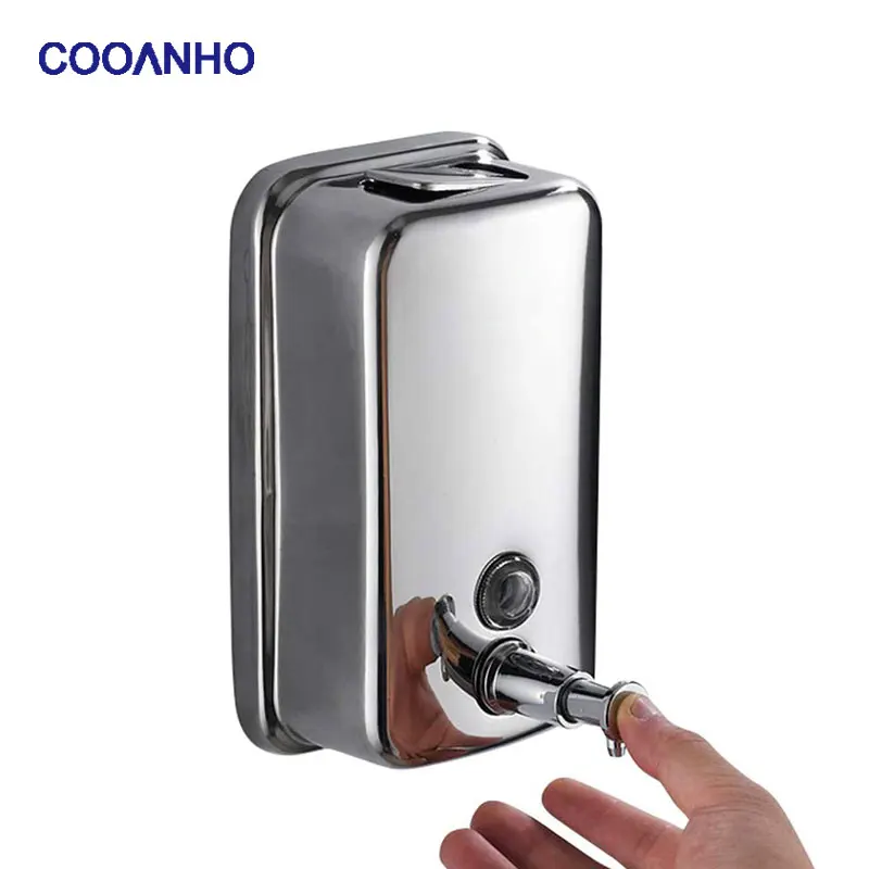 COOANHO 500/800/1000 ML Commercial Wall-Mounted Soap Dispenser, Bathroom Liquid Soap Dispenser Pump Shampoo Dispenser (Chrome)