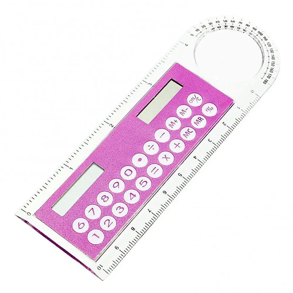 Mini Solar Transparent Ruler Calculator with Magnifier Scientific Student Calculators School Supplies