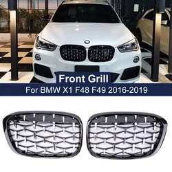 Geetha Car Diamond Front Kidney Grille Racing Grill For BMW X1 F48 F49 2016 2017 2018 2019 Meteor Style Grills Car Styling Parts