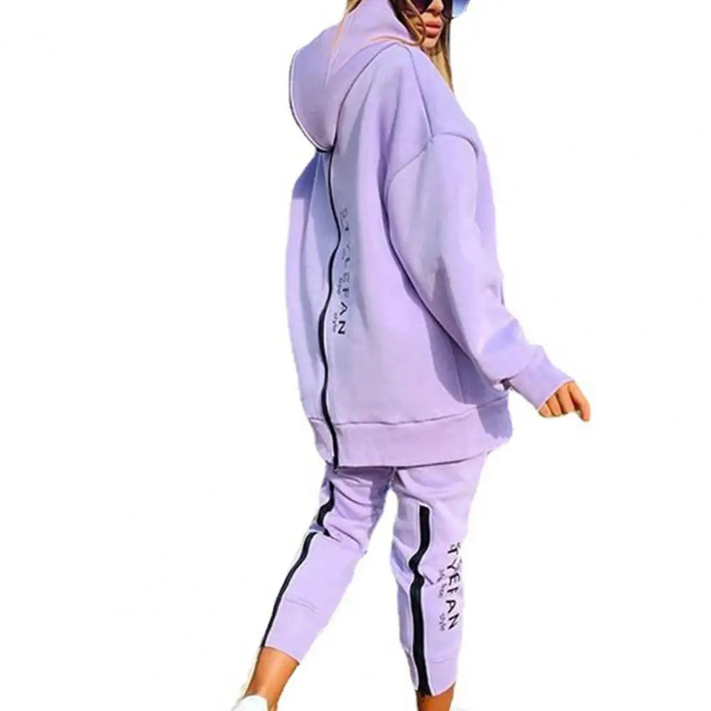 Hooded Tracksuit Women Two Piece Set Letter Printing Back Zipper Sweatshirt Pants Set Female Tracksuit ensemble femme 2 pièces