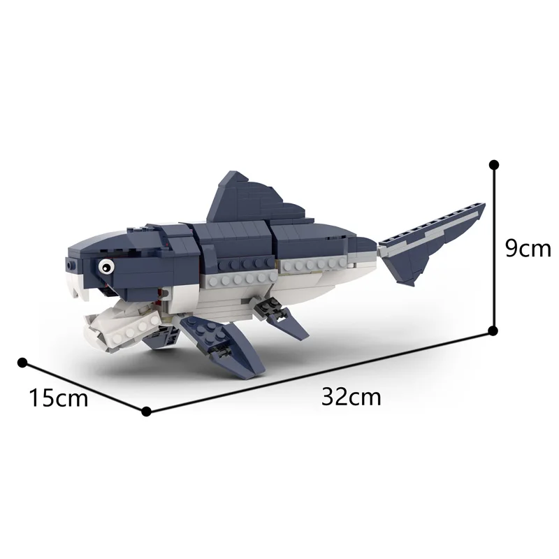 MOC-56298 Prehistoric Sea Creatures  Gear Shark Set Model Building Blocks Deep Sea Creatures City Classic Bricks Toys Gift