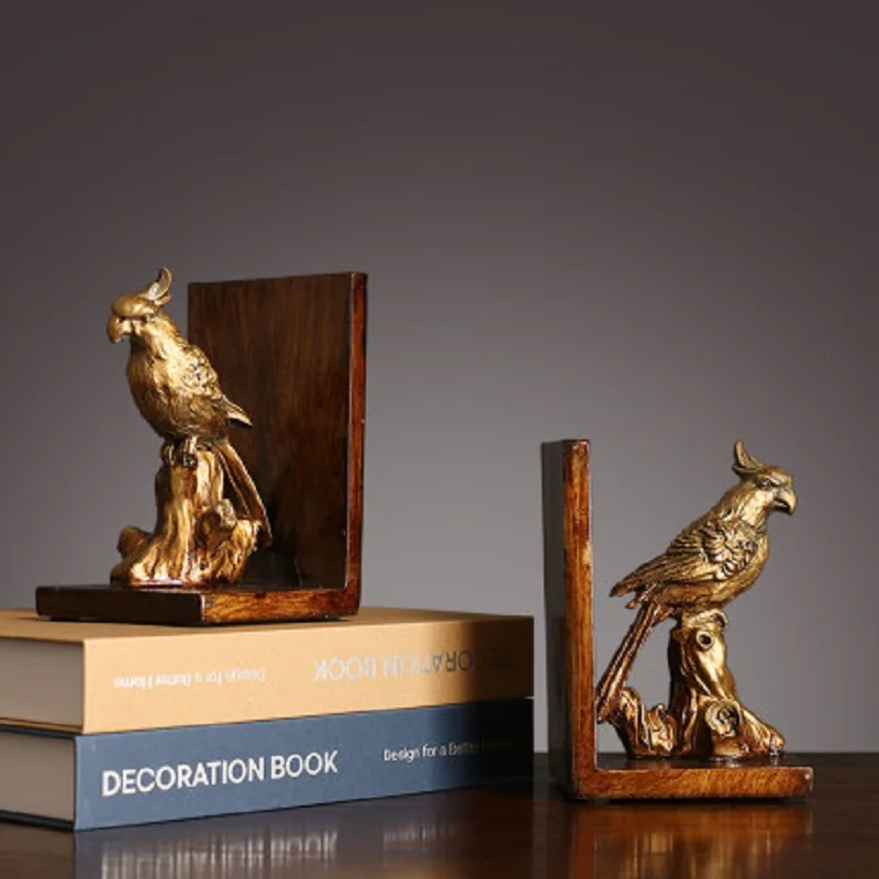 

1 Pair of American style creative resin parrot book home decoration animal figurine bookend