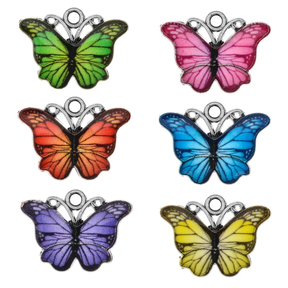 Kpop 20Pcs Colorful Butterfly Charms Cute Enamel Pendant For Necklace Bracelet DIY Jewelry Making Accessories Findings Wholesale