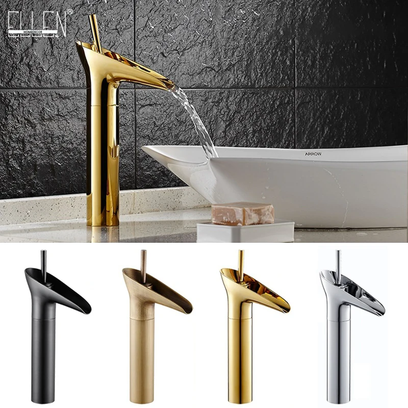 

Bathroom Tall Faucet Hot and Cold Water Mixer Crane Bath Vessel Sink Faucets Single Handle Waterfall Mixer Tap 902B