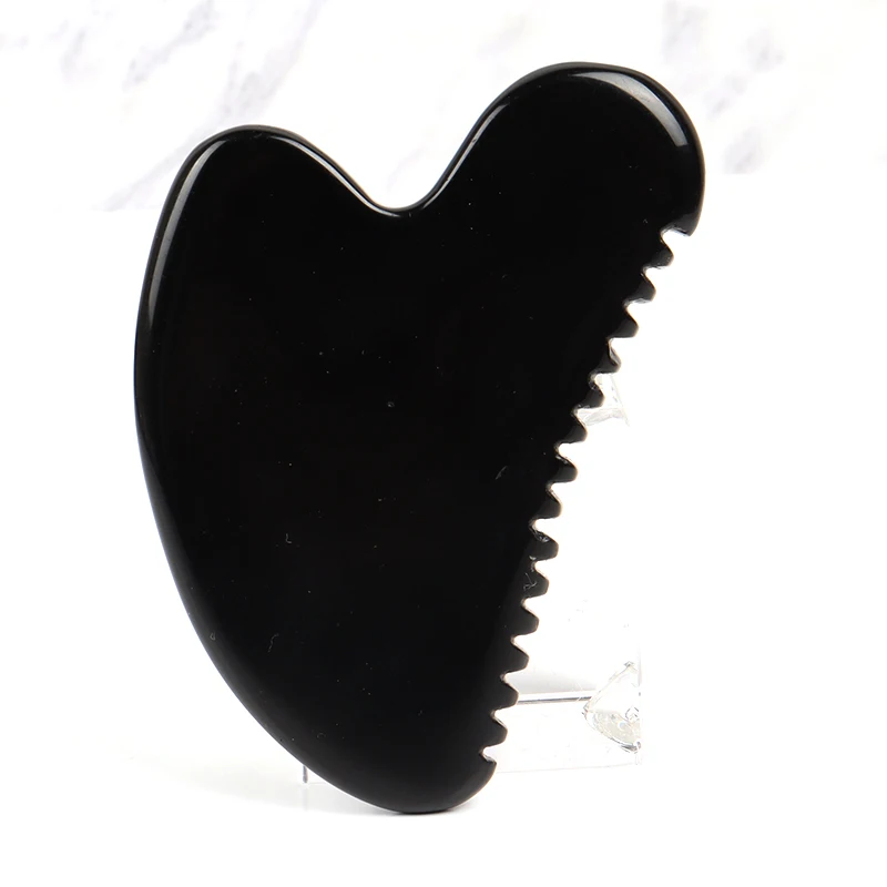 Black Obsidian Sawtooth Face Gua Sha Tool Skin Care Massage Body Natural Crystal Mineral Stone Massager Health Beauty Product