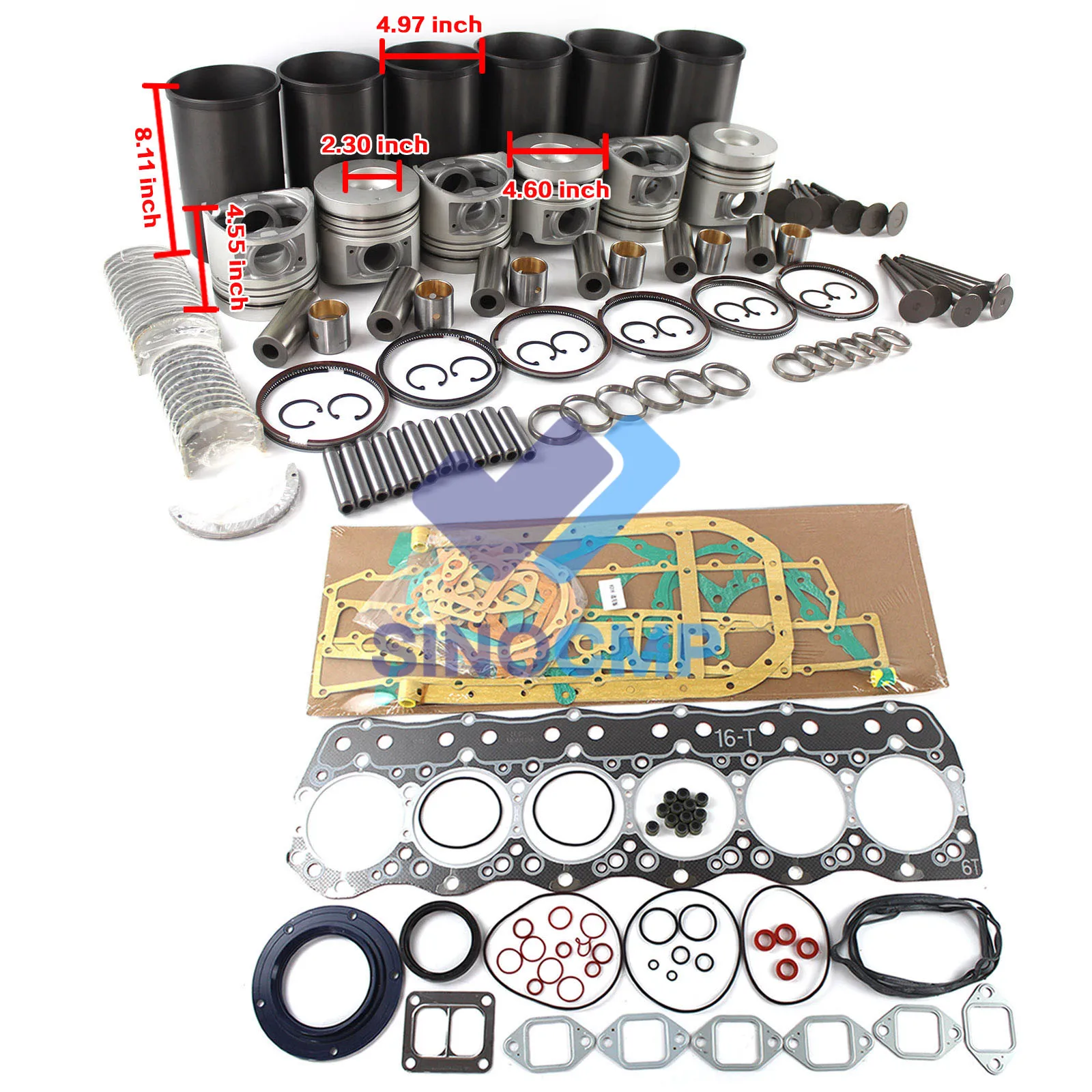 

6D16 6D16T Engine Rebuild Kit For Hyundai Kobelco Forklift Excavator Piston no ME072062