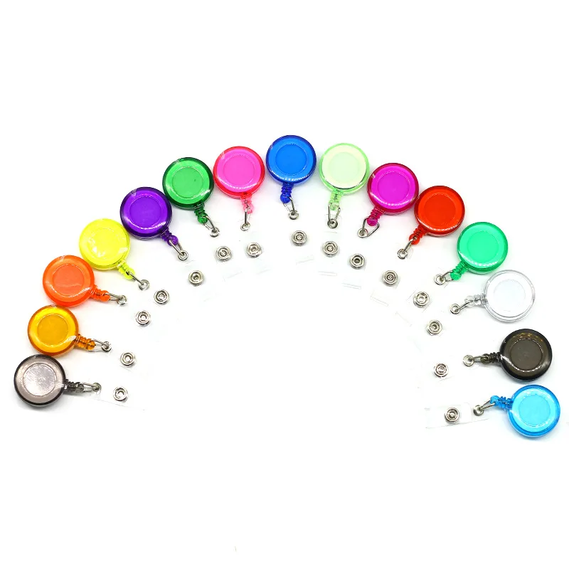 1pc Transparent Retractable Badge Holder Clip Anti-lost ID Staff Employee's Work Card Badge Reel Lanyards Keychain Card Hasp