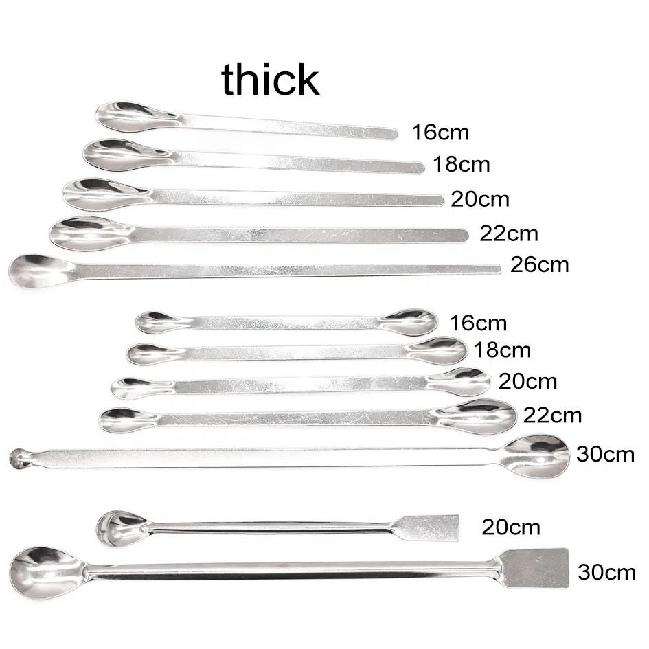 

Metal Steel Flat Single Head Double Head 16cm 18cm 20cm 22cm 26cm 30cm Thick Steel Metal Spoon Medicine Powder Spoons 400pcs/lot