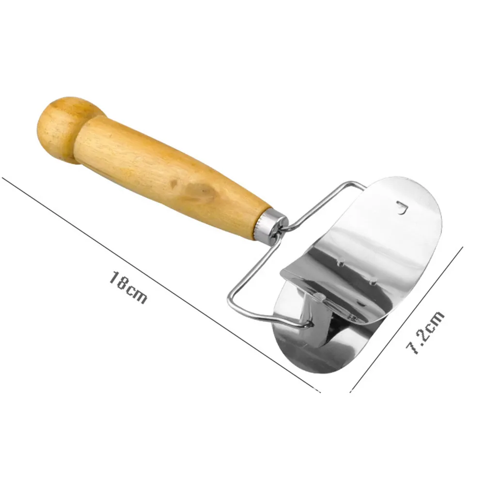 Durable Portable Kitchen Pastry Wrap Stainless Steel Mold Cutting Paste Wooden Handle Dough Ball Kitchen Tools Gadgets 18x7.2cm