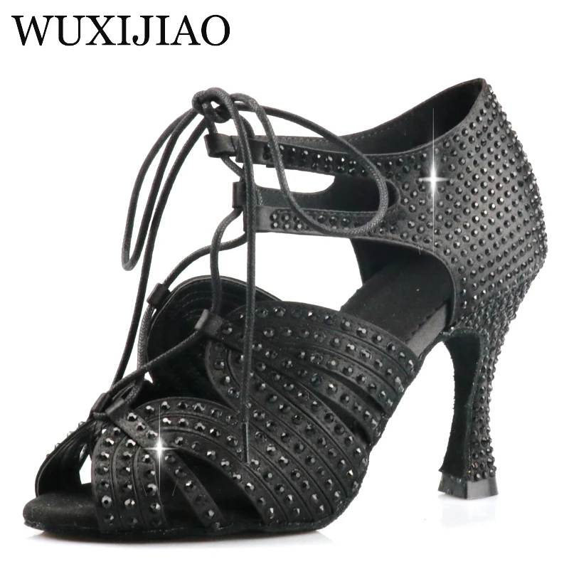 WUXIJIAO Lace-Up ข้อเท้ารองเท้าเต้นรำละตินรองเท้าสุภาพสตรีรองเท้าส้นสูงสบาย Salsa รองเท้าปาร์ตี้รองเท้าแตะ