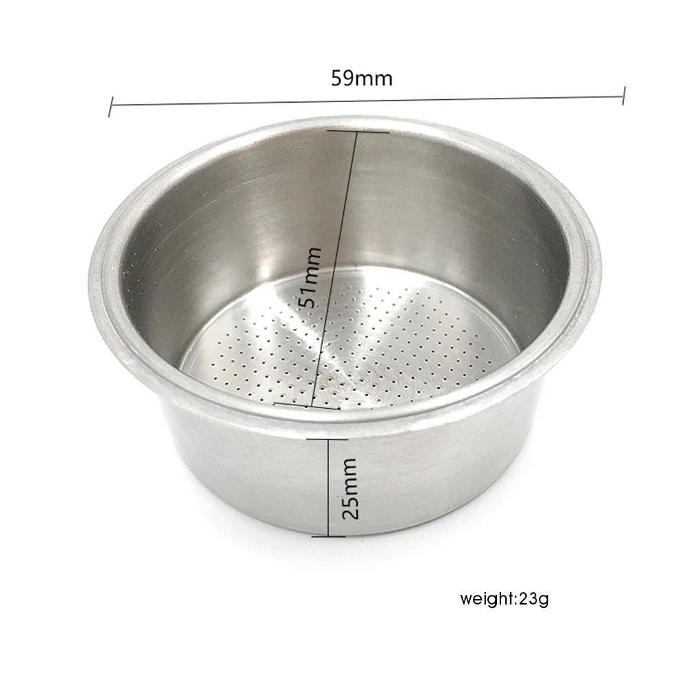 51mm Stainless Steel Filter Basket 2 Cups Single Wall Non-Pressurized Coffee Machine Filter Reusable Washable for Espresso