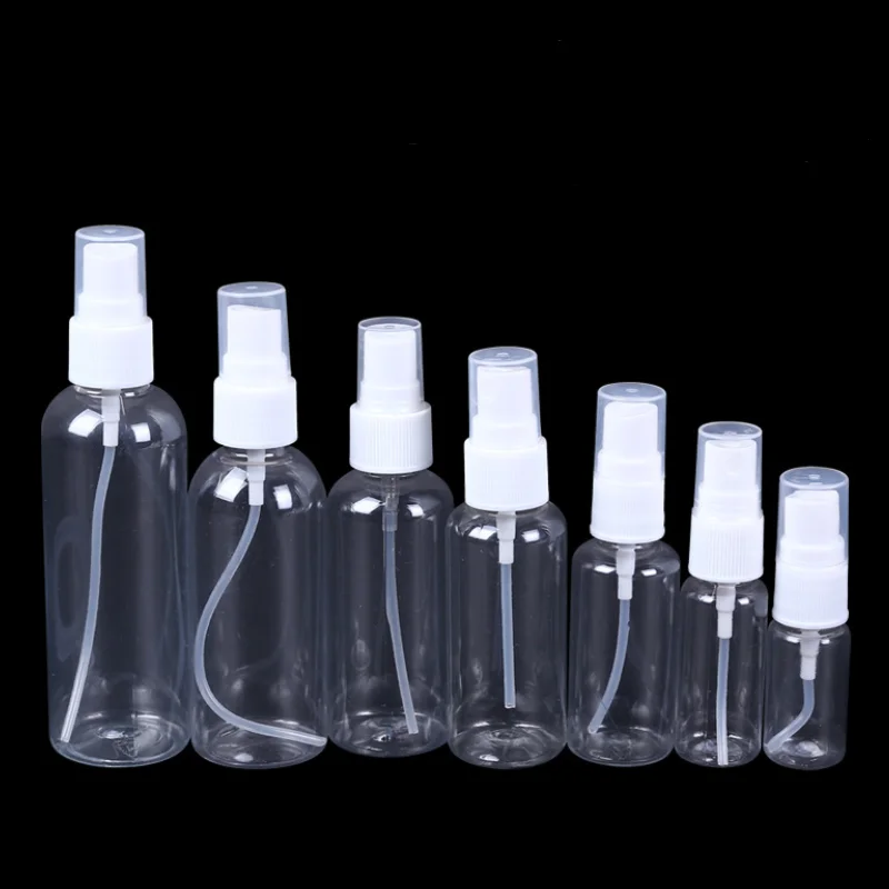 1 stücke Nachfüllbare Flaschen Reise Transparent Kunststoff Parfüm Zerstäuber Leere Kleine Spray Flasche 10/20/30/50/60/100 ml Toxische