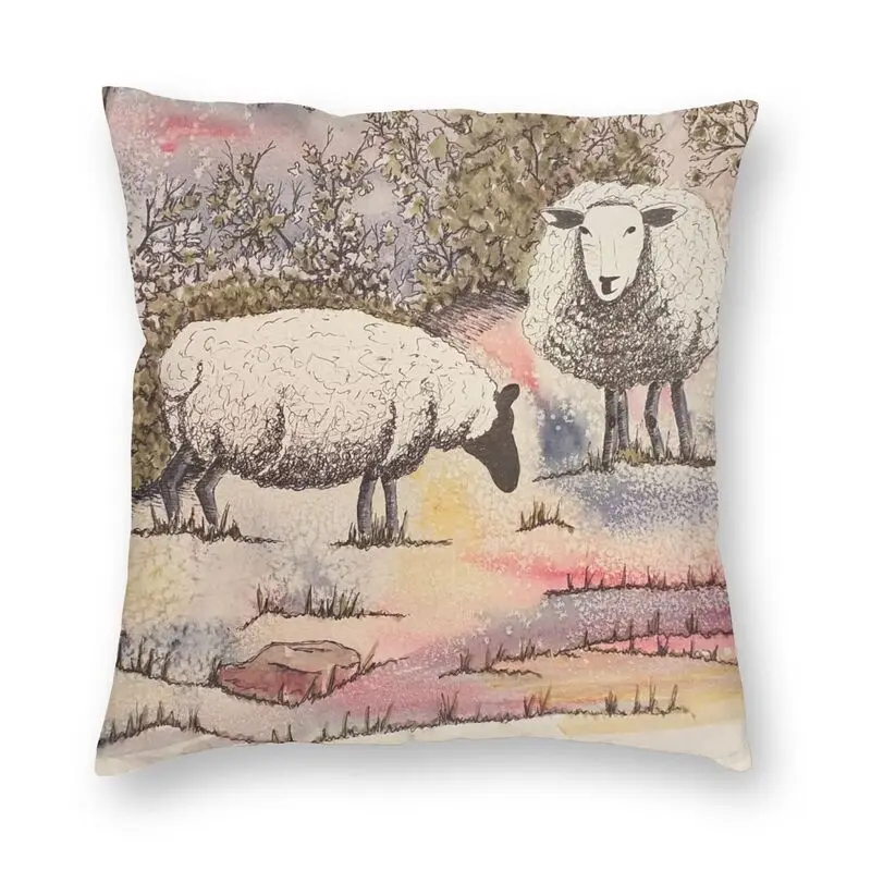 

Winter Sheep Cushion Cover Sofa Home Decor Animal Square Pillow Case 45x45cm