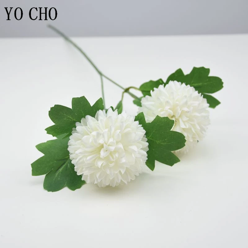 YO CHO FAI DA TE Bouquet di Fiori Artificiali 2 Teste di Seta Pompon Falso Dente di Leone Fiore Disposizione Cipolle Sfera di Casa Del Partito Decorazione di Cerimonia Nuziale