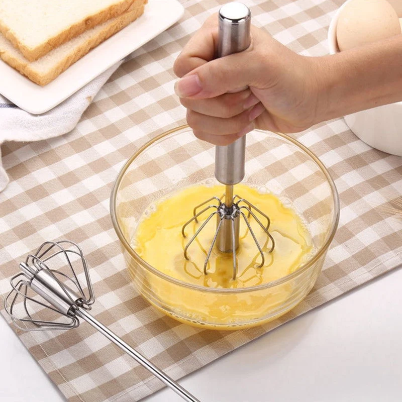 

Kitchen Stainless Steel Semi-automatic Whisk Press Rotary Whisk Household Cream Egg Whisk Hand Mixer Baking Gadget