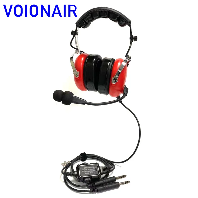 VOIONAIR Aviation Headset for Pilots Noise Cancelling Mic, GA Dual Plug, MP3 Stereo Support, Soft Ear Pad PNR Headset