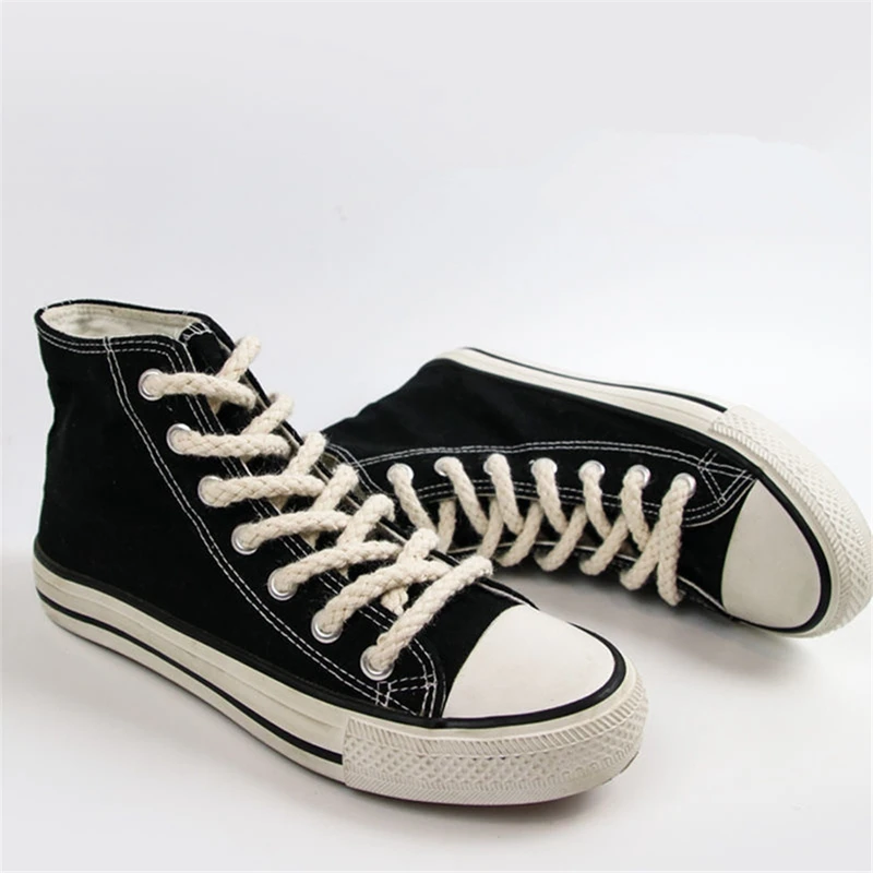 1 Paar Baumwollschnürsenkel Leinenbindung 7 mm runde Schnürsenkel Damen Herren Muster High-Top Canvas Sneakers Board Schnürsenkel Zubehör – Detail 7