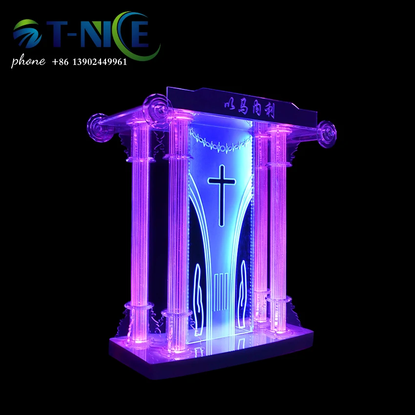 

2024 AKLIKE Popular Platform Acrylic Podium Church Pulpit Reading Speech Conference Lectern Commercial Furniture Made In China