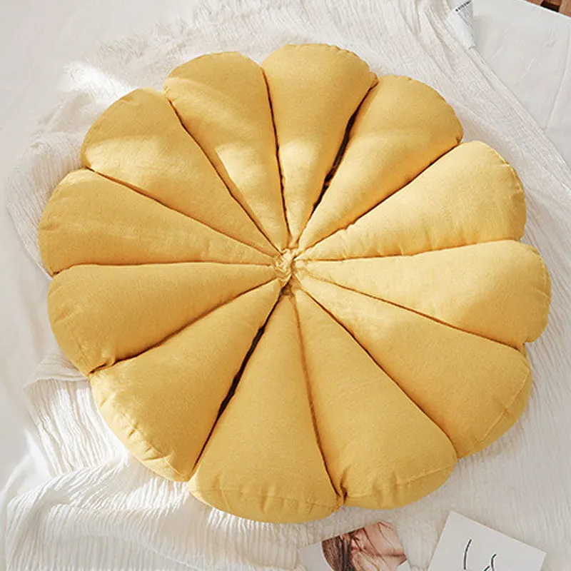 

Cotton Canvas DIY Flower Sofa Cushion Multifunctional Creative Combination Sofa Pillow Solid Color Simple Flower Cushion Yellow