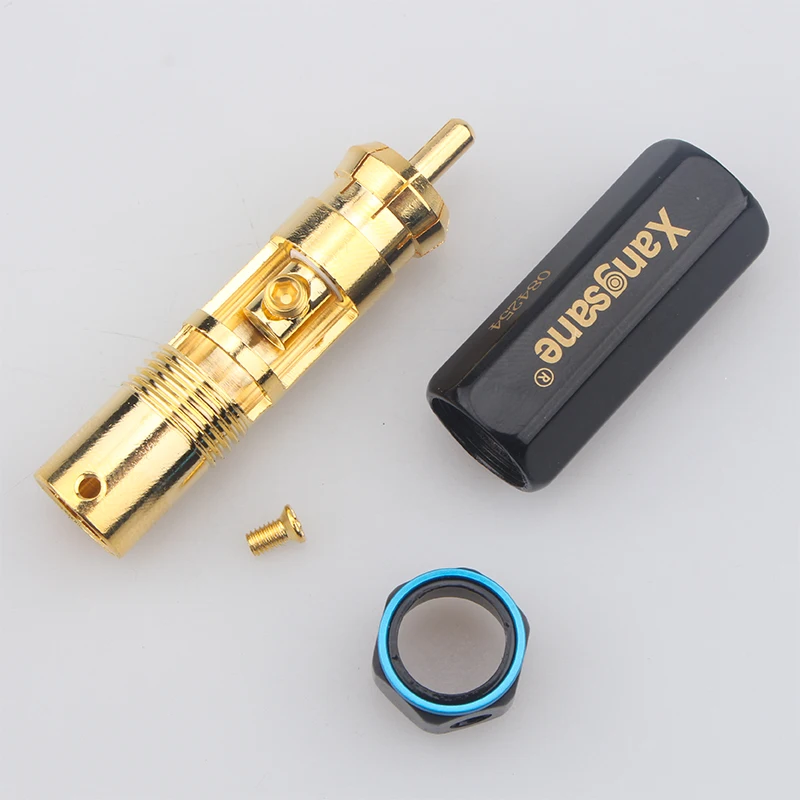 Xangsane 4 sztuk/8 sztuk/20 sztuk/50 sztuk samoblokujący solderless pozłacane lotus wtyczka wtyczka RCA audio kabel sygnałowy wtyczka