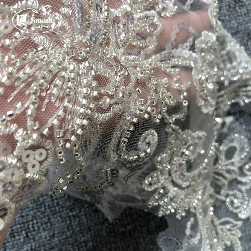 Silver Embroidery Beaded Sequins Appliques, Wedding and Evening Dress Flower Accessories RS2886