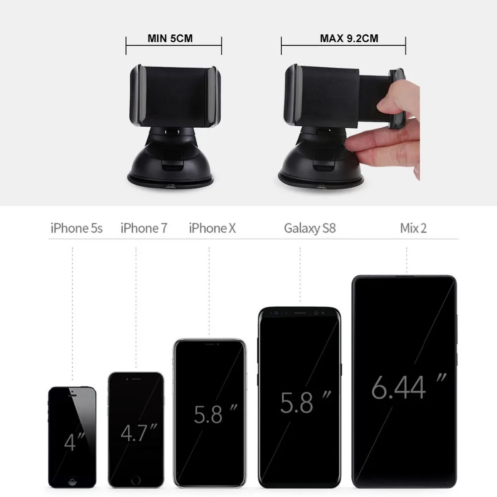 حامل هاتف خلوي عالمي دوار 360 درجة ، حامل على الزجاج الأمامي للسيارة ، حامل هاتف ذكي لأجهزة iPhone
