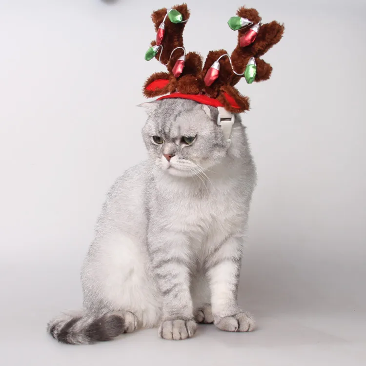 Christmas Hat for Dogs Accessories Antlers Dog Hat Holiday Dress Dog Clothes New Year Costume for Dogs Pets Hat Accessories