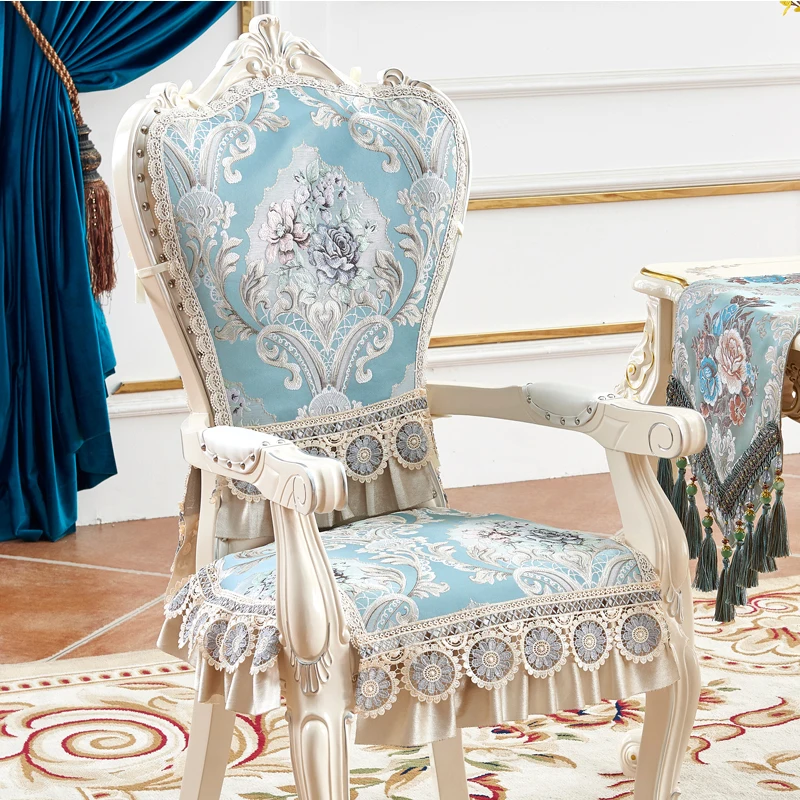 Home Printing Chair Cover European Handmade Embroidery Luxury Dining Chair Cushion Set Decoration Hotel Party Chair Seat Cover