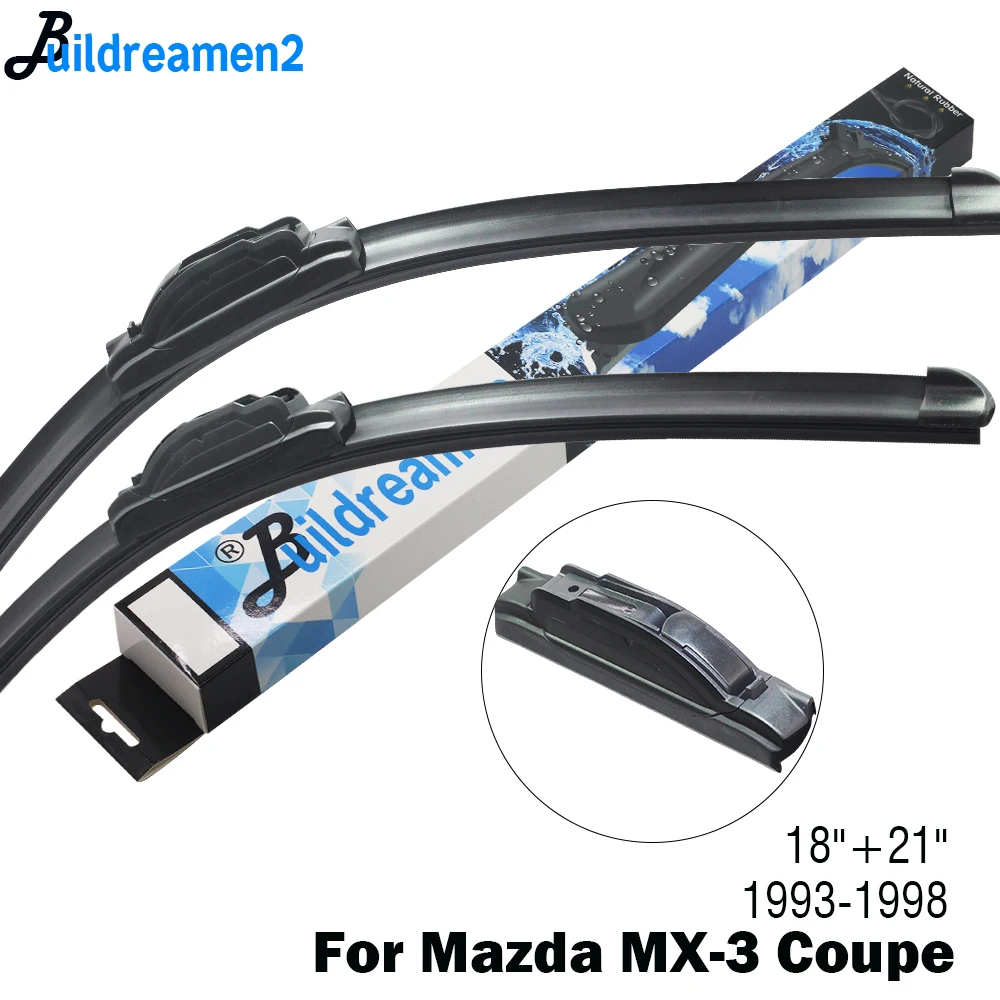 

Buildreamen2 Car Wiper Blade Front Windscreen Rubber Wiper For Mazda MX-3 MX3 Coupe Fit Hook Arms 1993 1994 1995 1996 1997 1998