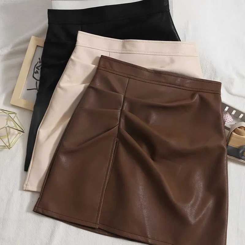 High Waisted Skirts Women Fall Retro Ulzzang Slim All-match Faldas Friends Office Lady Clothing Simple Pure Party Mini Bottom