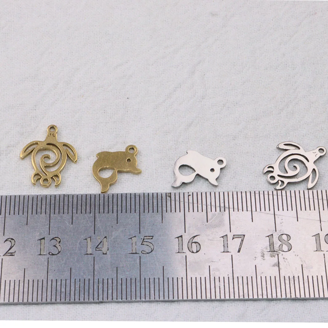 10pcs Wholesale Stainless Steel Lovely Charms DIY Anklets Earrings Bracelets  Unfading Colorless 2 Colors