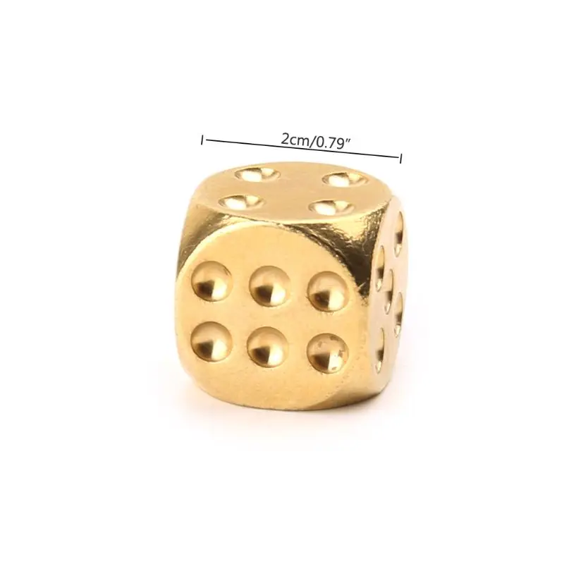 1pc Solid Polished Brass Dice 20mm 6 Sided Rounded Corners Metal Cube Copper Dice Poker Bar Board Game RPG Props Gift