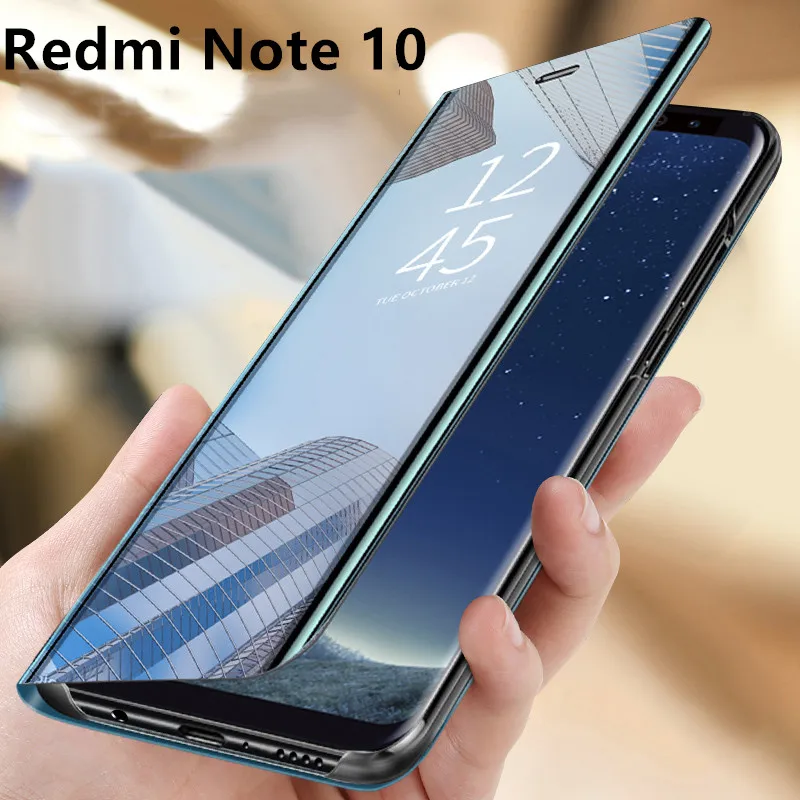 Colourful Mirror Flip Case For Xiaomi Redmi Note 10 5G 10S 10 Pro On Redmi Note 13 4G Cover Accessory