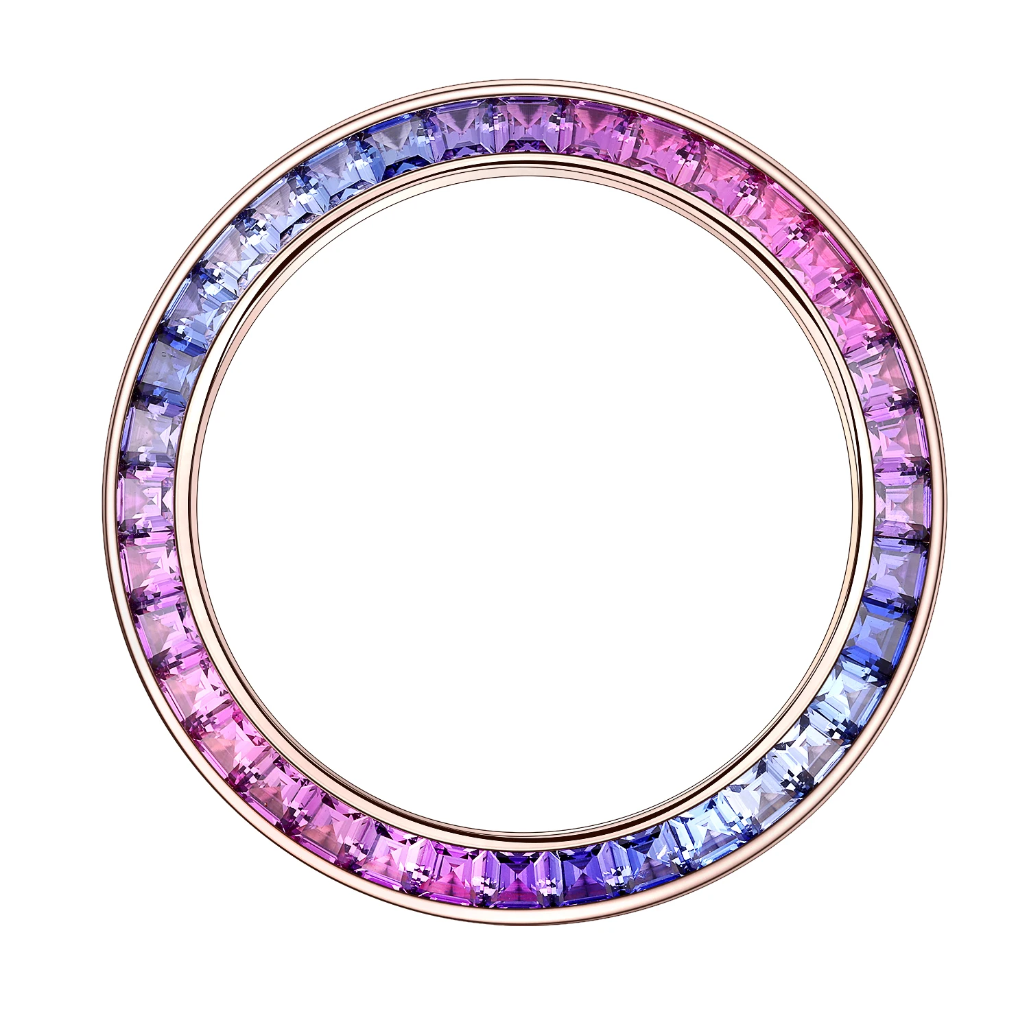 2023 Hot Colorful Watch Parts Gradient Rainbow Natural Sapphire Cubic Zirconia Moissanite 40mm Bezel