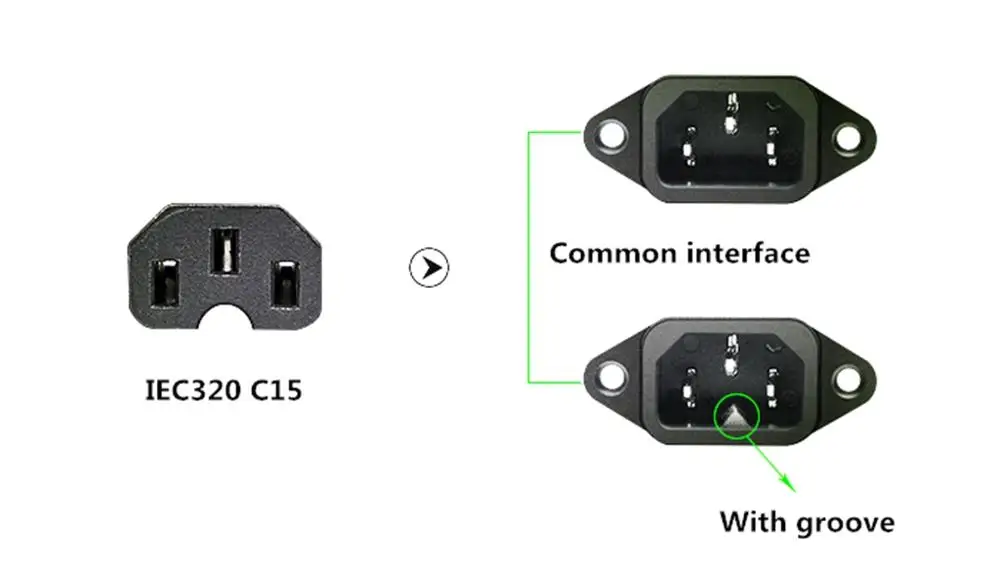 50cm IEC320 C14 Male Plug to IEC320 C15 Female Power Extension Cable 3G1.5mm square AC Extender Lead Cord