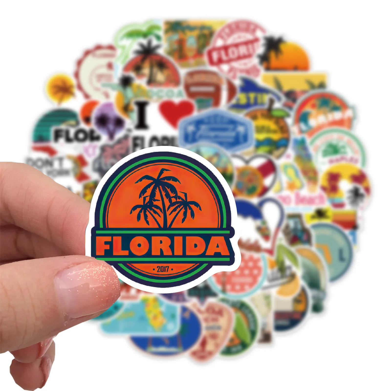 50Pcs/Set Florida Outdoor Scenery Stickers Waterproof Sticker For Skateboard Laptop Bottle Luggage Phone Car Decal Kids Gifts