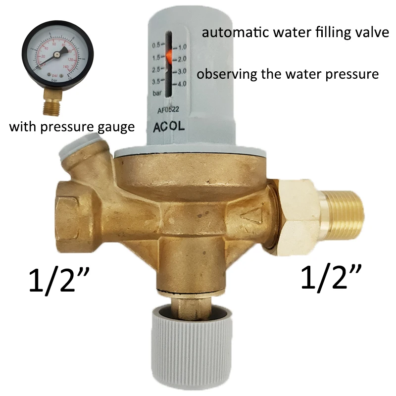 

1/2" Automatic Water Filling Valve Observing The Water-pressure Filling Water Valve With Pressure Gauge Pressure Reducing Valve