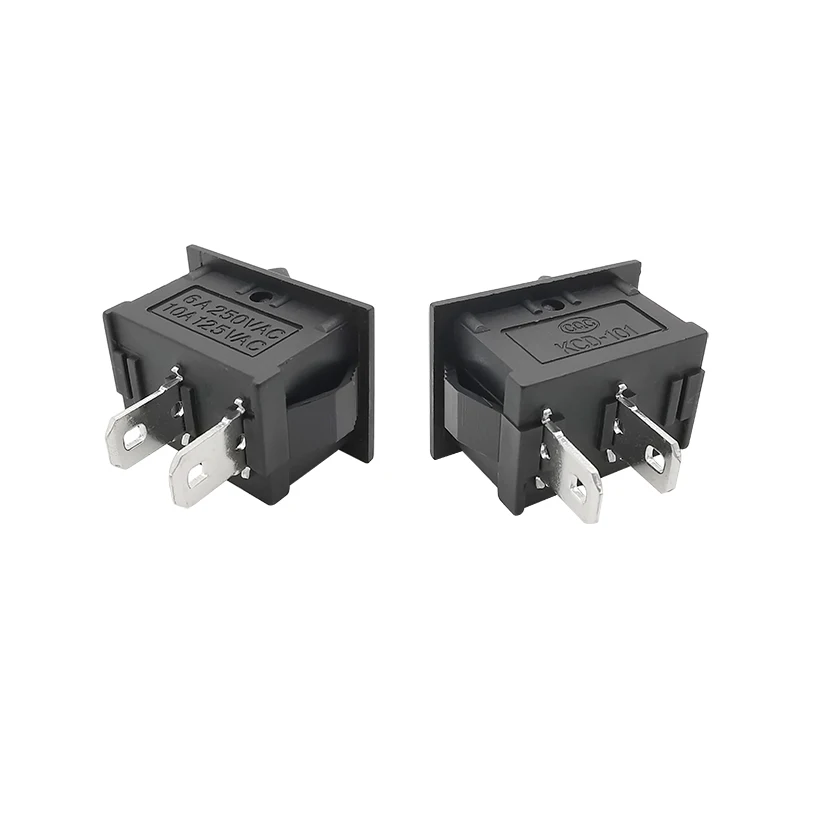 5/10Pcs KCD-101 2 Position Black Rocker Switch ON-OFF 15*21mm 6A 250V 10A 125V AC Power Boat Switches KCD101 image 2